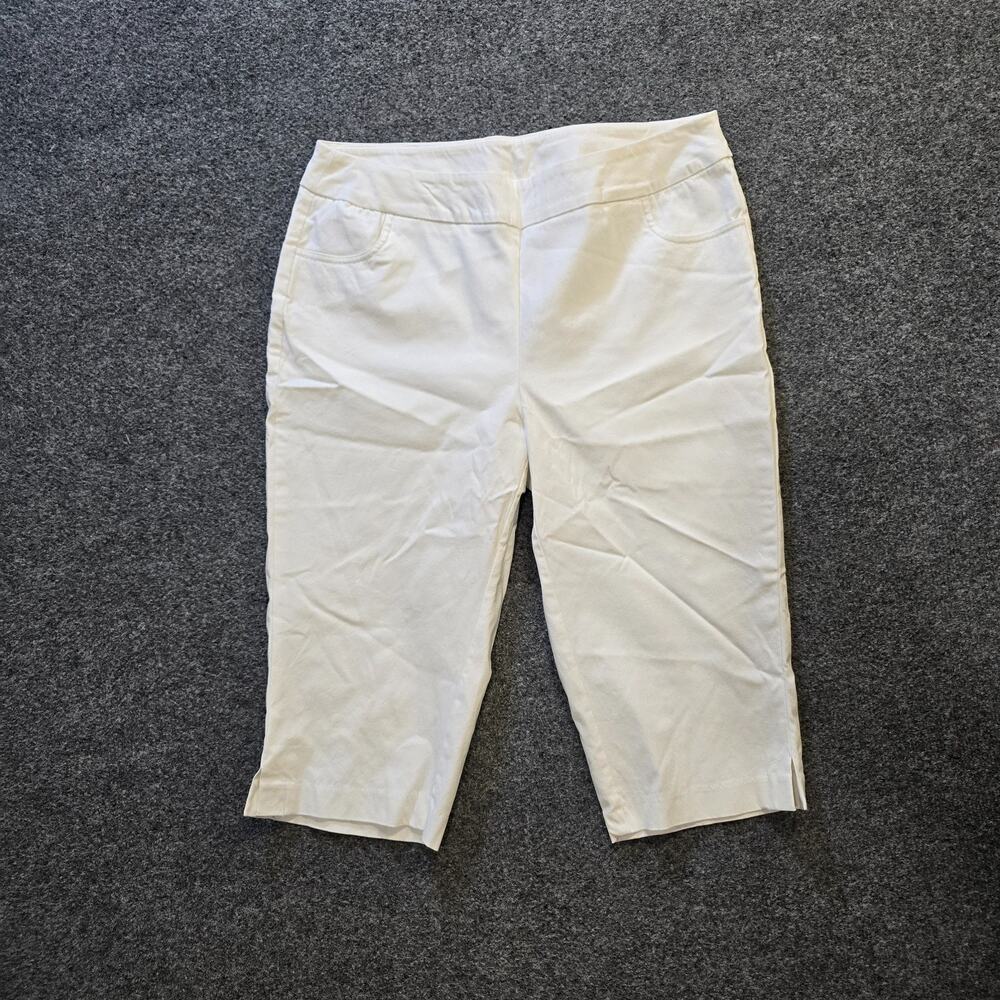 Lulu B Pants Womens Size 14 White Cropped Pull On Tapered Stretch Casual Capsule